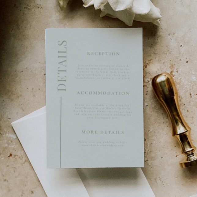 Details zur sauberen Linie Seite Grüne Hochzeit Begleitkarte (Von Creator hochgeladen)