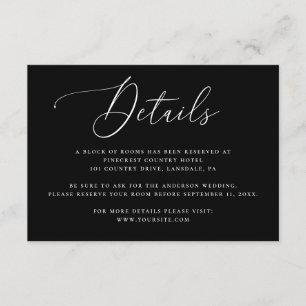 Details zur schwarzen Hochzeit Einlage   Elegante  Begleitkarte