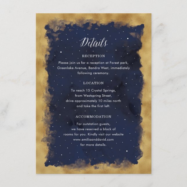 Details zur Starry Night Celestial Star Wedding Ca Begleitkarte (Vorderseite)