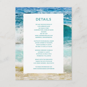 Details zur tropischen Strandhochzeit Begleitkarte
