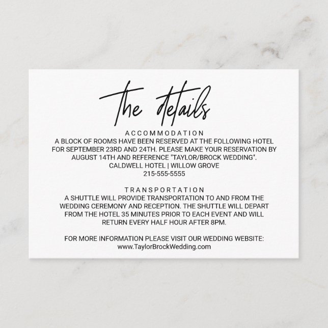 Details zur Whimsikkalligrafie Begleitkarte (Vorderseite)