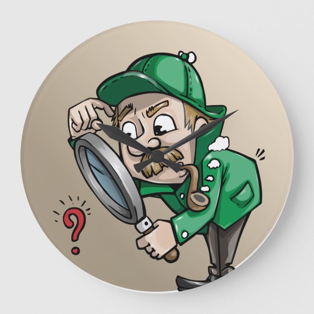 Detection Coat Hat Magnifier Glas Private Augen Ar Große Wanduhr (Vorderseite)