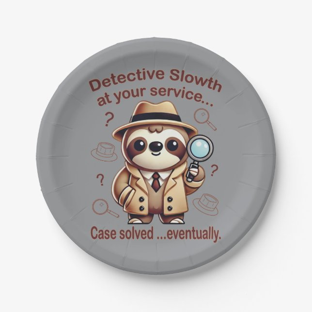 "Detection Sloth" Faultier Pappteller (Vorderseite)