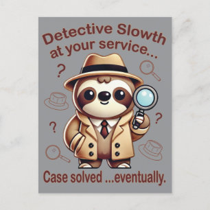 "Detection Sloth" Faultier Postkarte