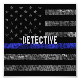 Detection Thin Blue Line Distressed Flag Fotodruck