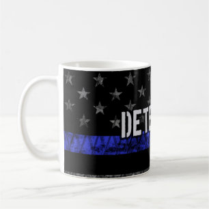 Detection Thin Blue Line Distressed Flag Kaffeetasse