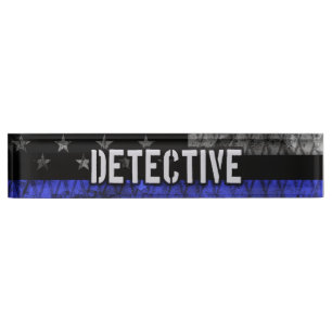 Detection Thin Blue Line Distressed Flag Namensplakette