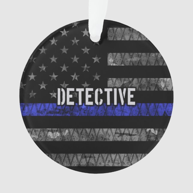 Detection Thin Blue Line Distressed Flag Ornament (Vorderseite)