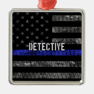 Detection Thin Blue Line Distressed Flag Ornament Aus Metall