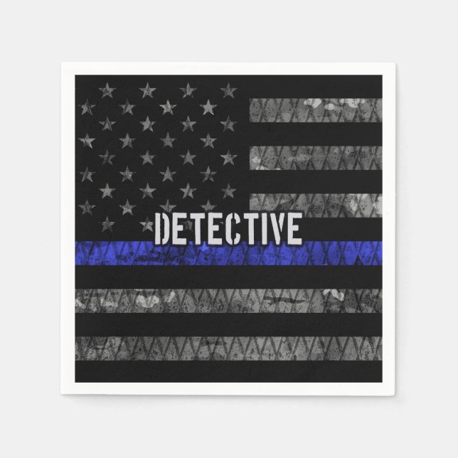 Detection Thin Blue Line Distressed Flag Serviette (Vorderseite)