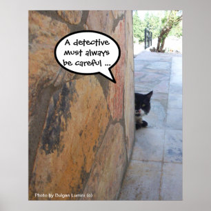 DETECTIV-KATZE HINTER DER STEINMauer / Vatertag Poster