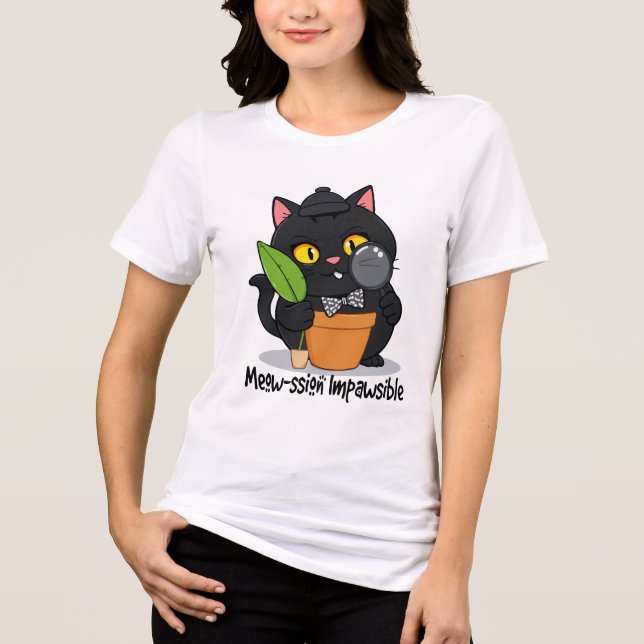 Detective Cat - Mew-Ssion Unpossible Funny Cat Tri-Blend Shirt (Vorderseite)