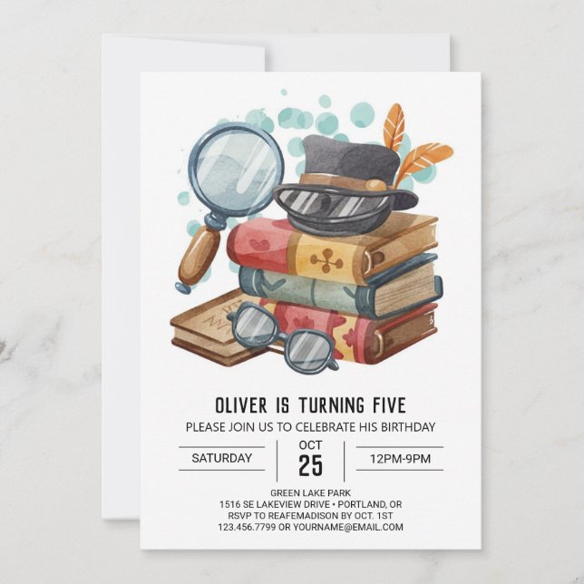 Detective Digital Spy zum Geburtstag Einladung (Vorderseite)