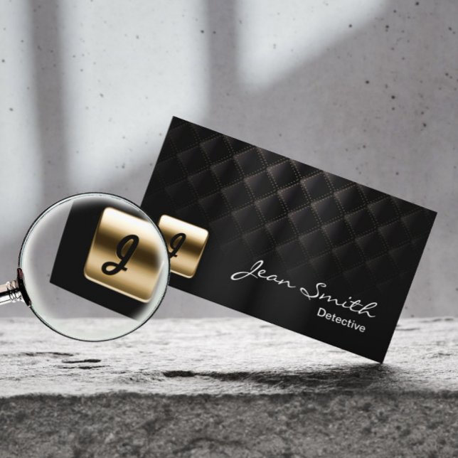 Detective Luxury Black & Gold Monogram Visitenkarte (Von Creator hochgeladen)