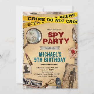 Detective Mystery Birthday Invitation Einladung