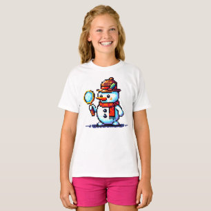 Detective Snowman - Funny Pixel Art Winter Mystery T-Shirt