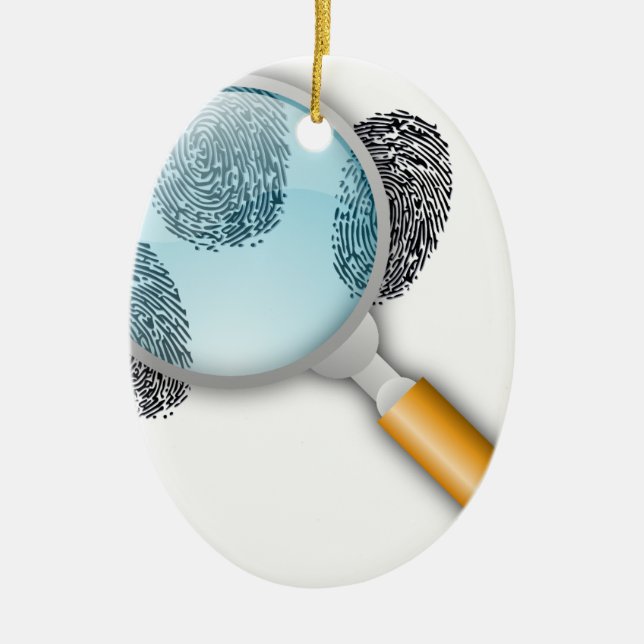 Detektiv-Anhaltspunkt-Entdeckungs-Finger nimmt von Keramik Ornament (Vorne)