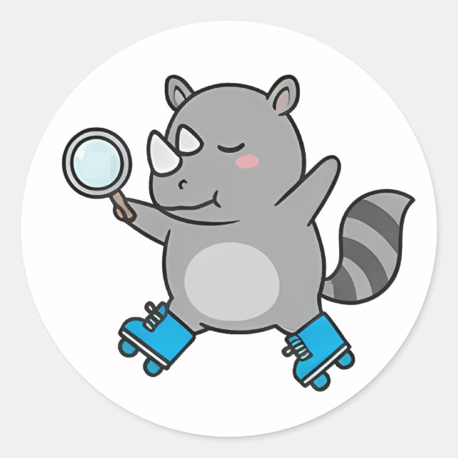 Detektiv Nashorn Runder Aufkleber (Vorderseite)