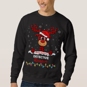 Detektiv-Rentier-Santa-Hut-Buffalo-Karo-Christm Sweatshirt