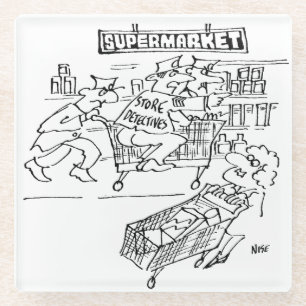Detektive im Supermarkt Glasuntersetzer