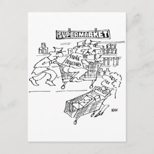 Detektive im Supermarkt Postkarte