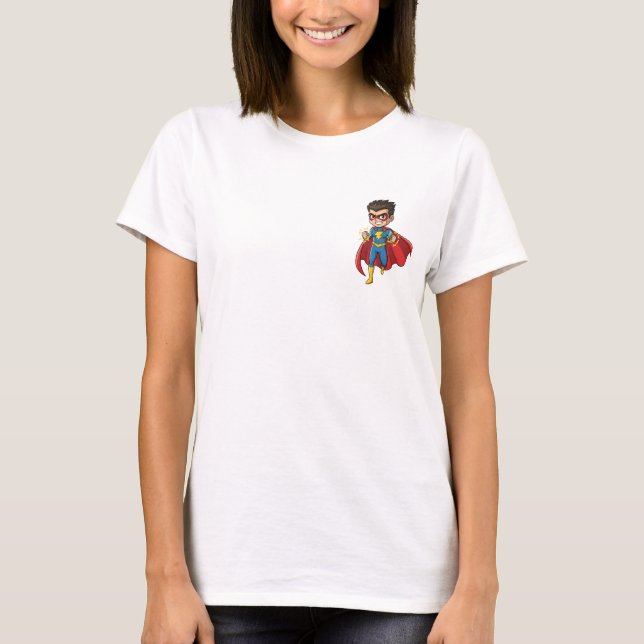 Determined Cartoon Superhero Boy Running T-Shirt (Vorderseite)