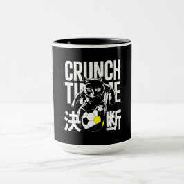 Determined Kawaii Soccer Cat Mug - Japanese Kanji Tasse