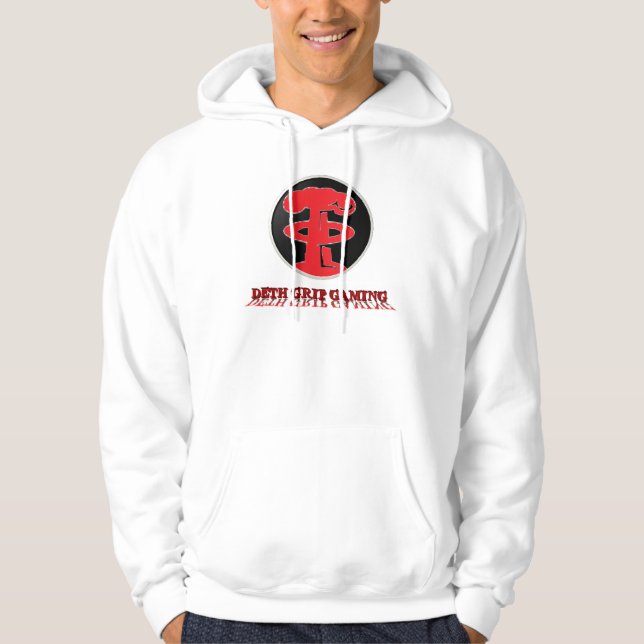 Deth Griff-Spiel-rotes Logo auf weißem Hoodie (Vorderseite)
