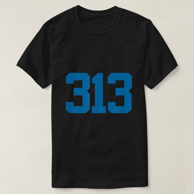 Detroit 313 Area Code GRIT Sports Fan Detroiter T-Shirt (Design vorne)