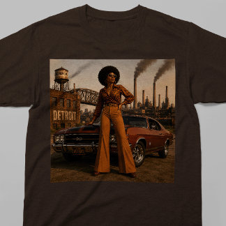 Detroit 70er-Soul-Königin Vintage Schwarze Frau T-Shirt