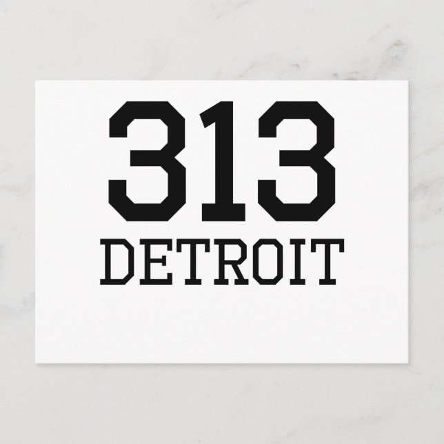 Detroit Area Code 313 Postkarte (Vorderseite)