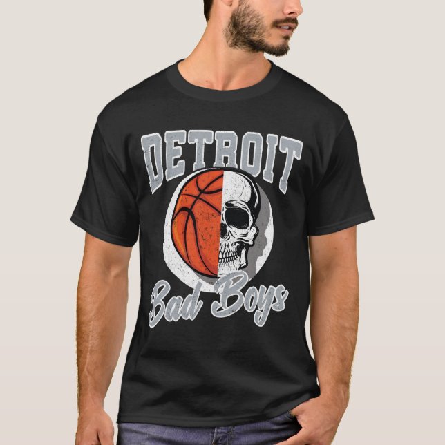 Detroit Bad Boys Basketball Skull USA T-Shirt (Vorderseite)