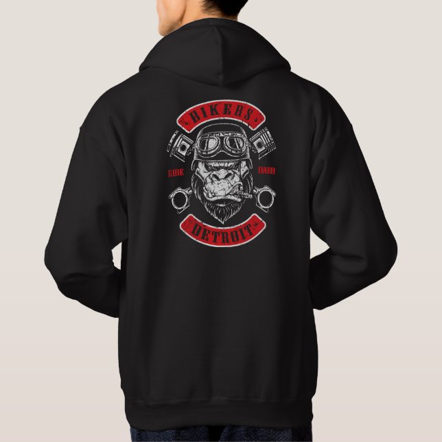 Detroit Biker Motorrad Chopper Gorilla Hoodie (Rückseite)