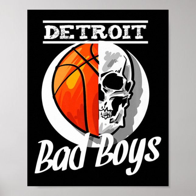 Detroit Byd Boys Bysketbyll Skull Usa Poster (Vorne)