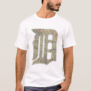 Detroit City Map Old English D T-Shirt