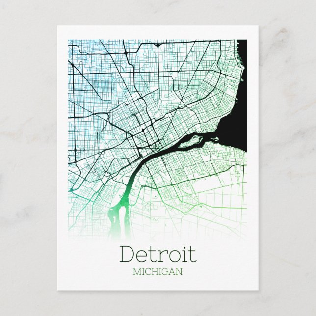 Detroit City Map Postkarte (Vorderseite)