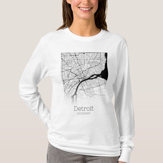 Detroit City Map T-Shirt (Vorderseite)