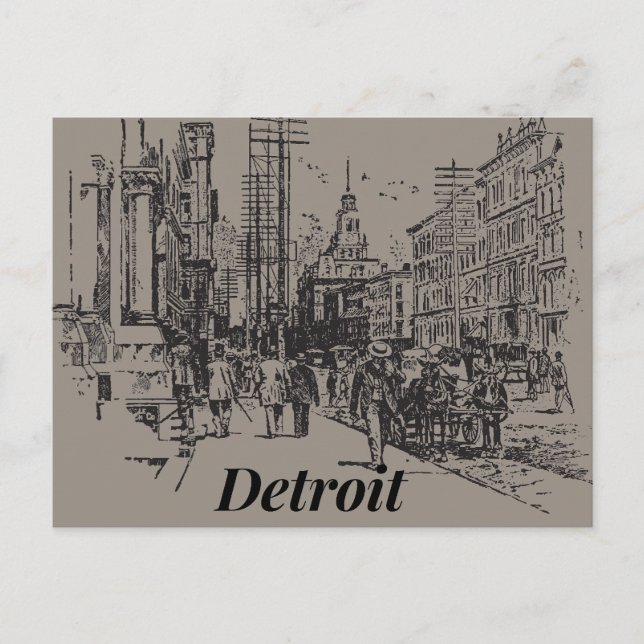 Detroit City Michigan USA, altmodische Postkarte (Vorderseite)
