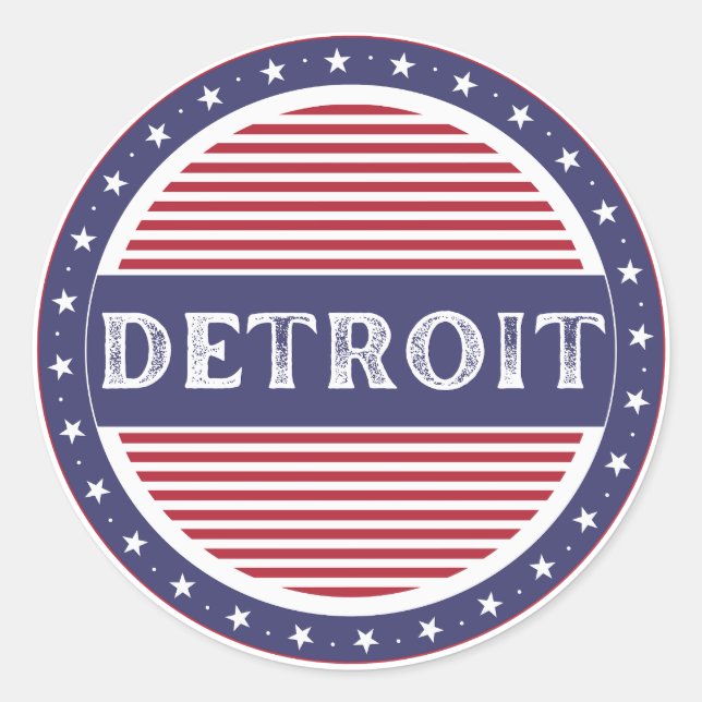 Detroit City Pride Emblem – American Identity Runder Aufkleber (Vorderseite)