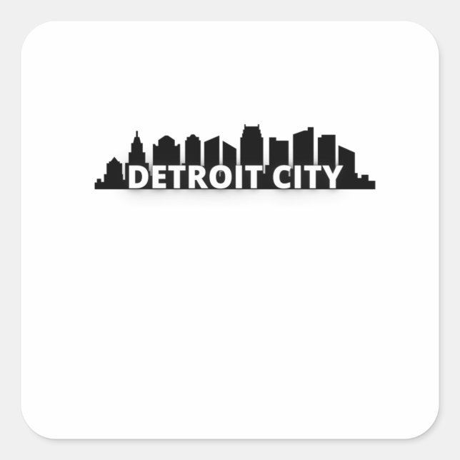 Detroit City Skycraper Skyline Quadratischer Aufkleber (Vorderseite)