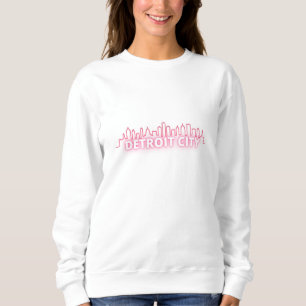 Detroit City Skycraper Skyline Red Blue Sweatshirt