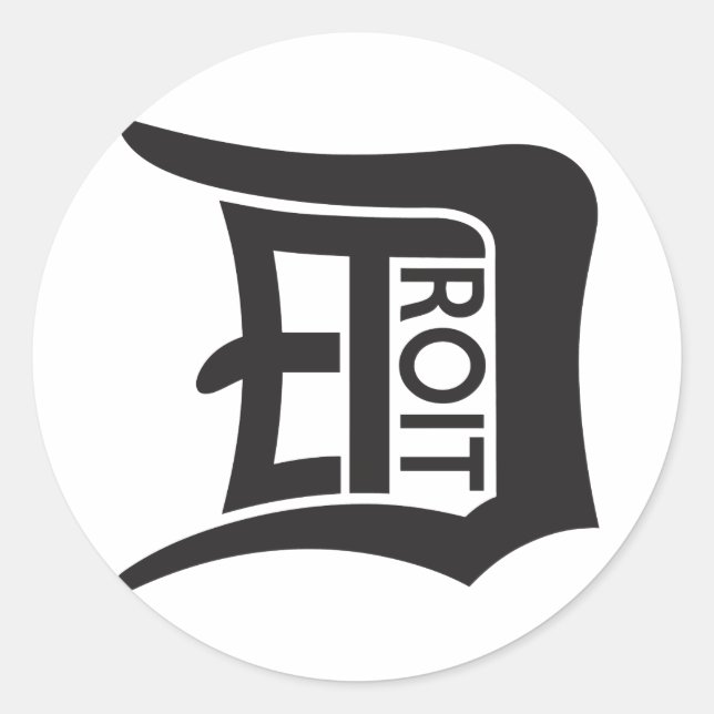 Detroit D Runder Aufkleber (Vorderseite)