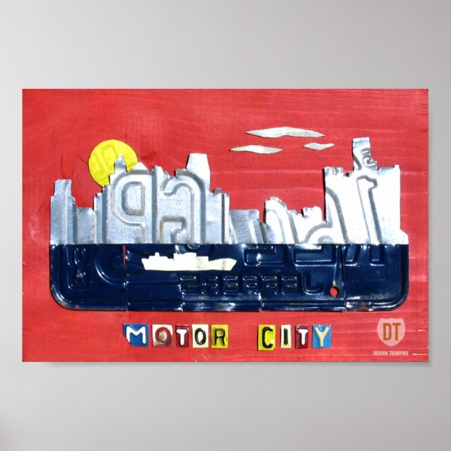 Detroit: Die Auto City License Plate Art Poster (Vorne)