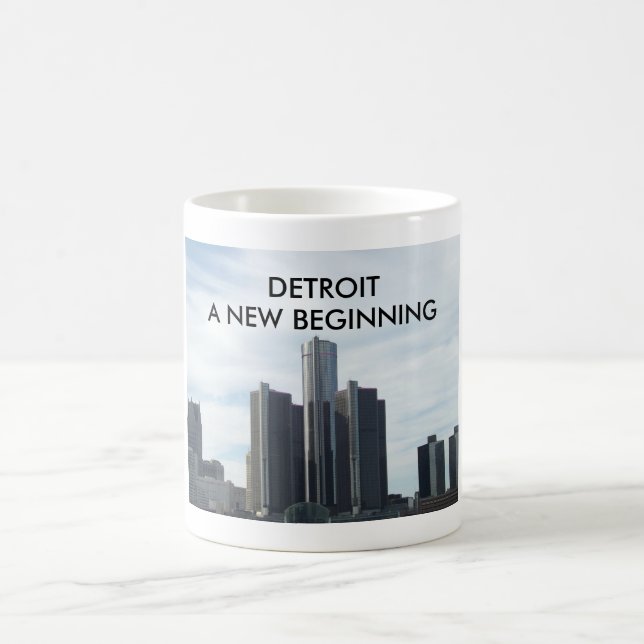 Detroit eine neue anfangenTasse des Weiß-11oz Kaffeetasse (Mittel)