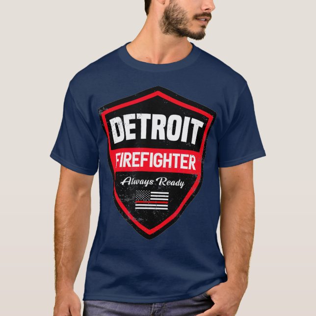 Detroit Fire Rescue Firefighter First Responder T-Shirt (Vorderseite)