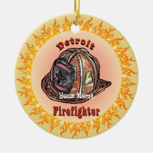 Detroit Firefighter Keramik Ornament