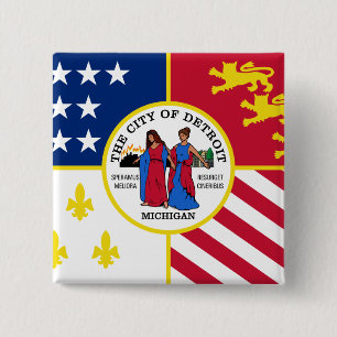 Detroit-Flagge Button