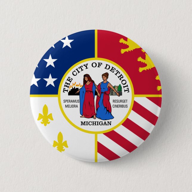Detroit-Flagge Button (Vorderseite)