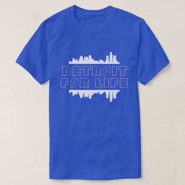 Detroit for Life - Football Silver T - Shirt (Design vorne)