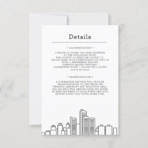 Detroit Hochzeit Gastedetails Einladung